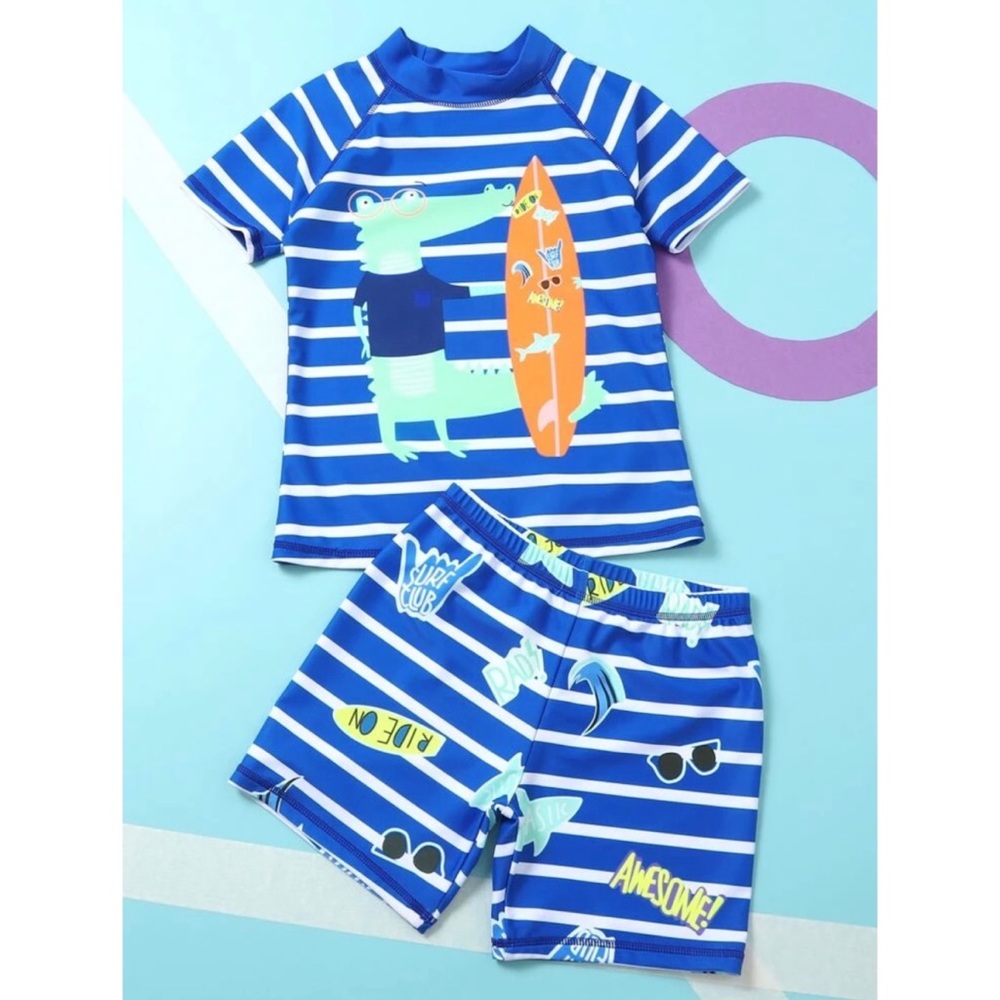 Baby boy swim set, rush guard and shorts, size 24 months